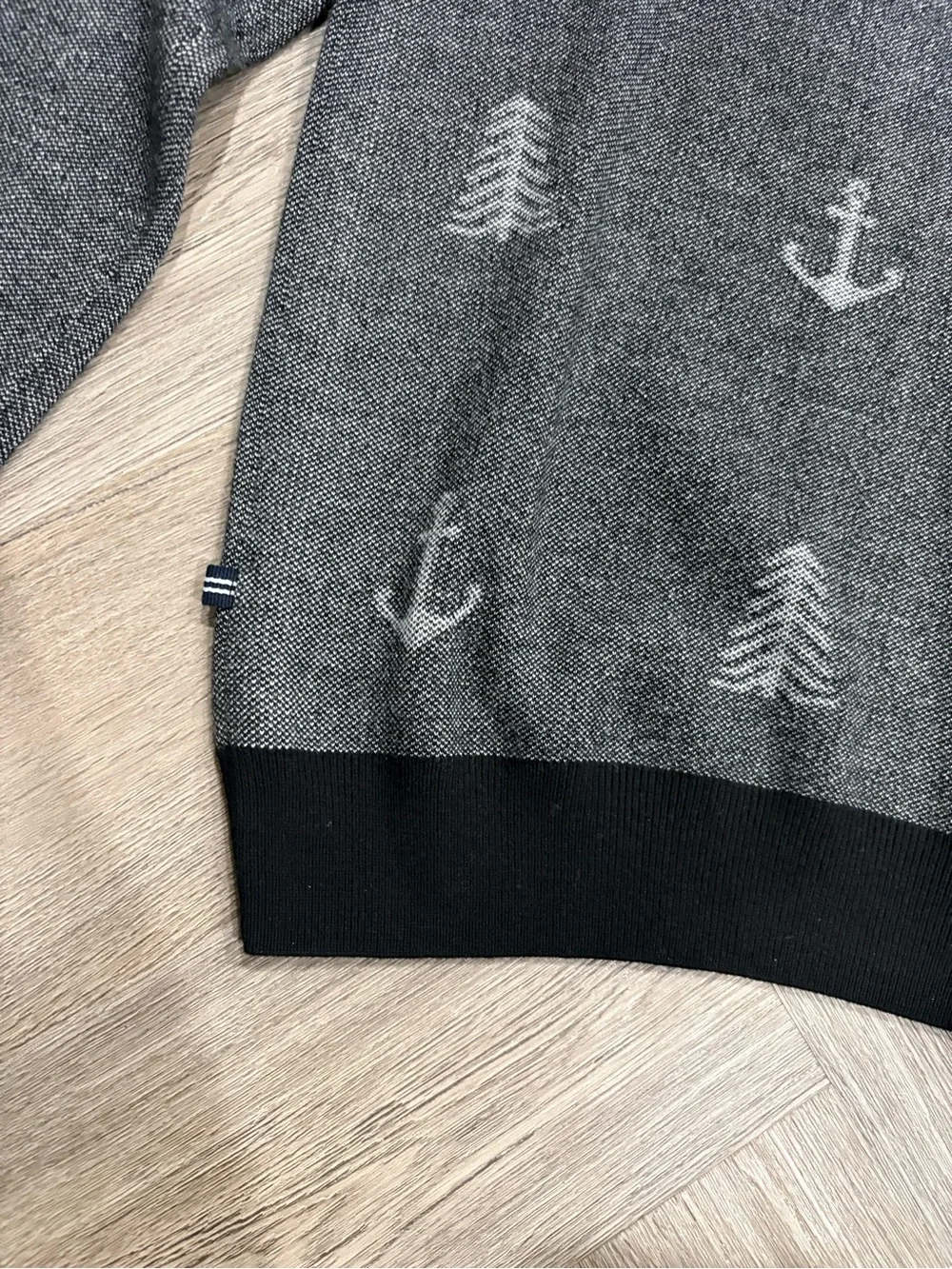 Nautica Grey Anchor-Print Crewneck Sweater Size L